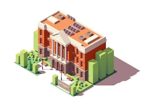 Vector isometric university building Stock Illustration