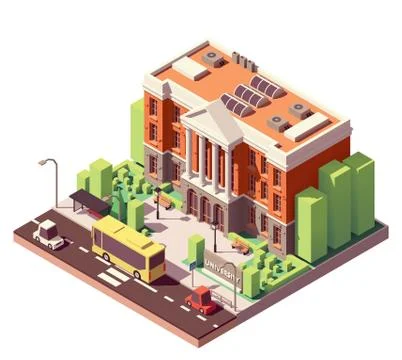 Vector isometric university building Stock Illustration