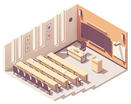 Vector isometric university lecture hall Stock Illustration