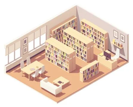 Vector isometric university library Stock Illustration
