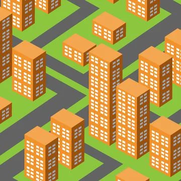 Vector isometric urban architecture block building of the modern city Ilustración de archivo