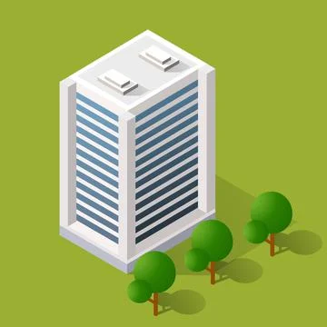 Vector isometric urban architecture building of the modern Illustrazione stock