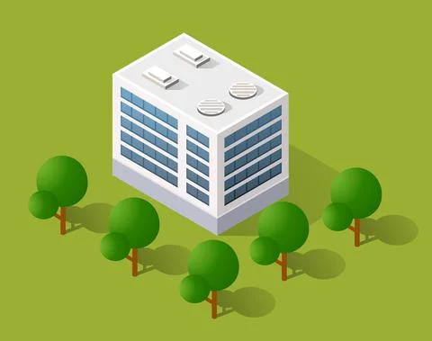 Vector isometric urban architecture building of the modern Illustrazione stock