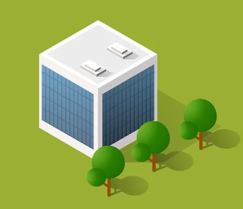 Vector isometric urban architecture building of the modern Illustrazione stock