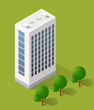 Vector isometric urban architecture building of the modern Stock Illustration