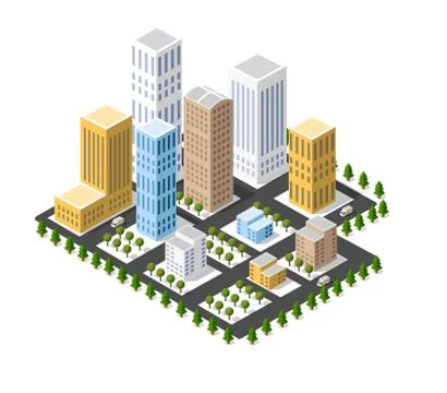 Vector isometric urban architecture Stock Illustration