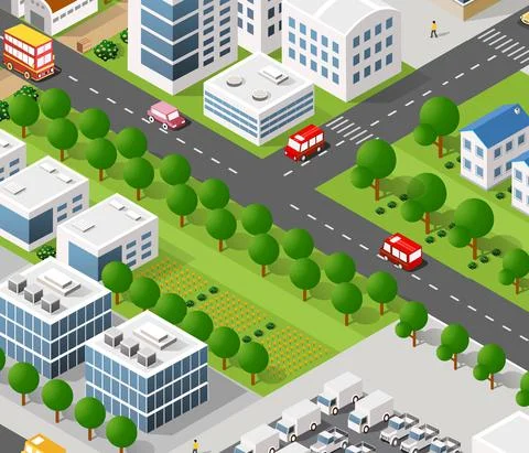 Vector Isometric Urban Architecture 스톡 일러스트
