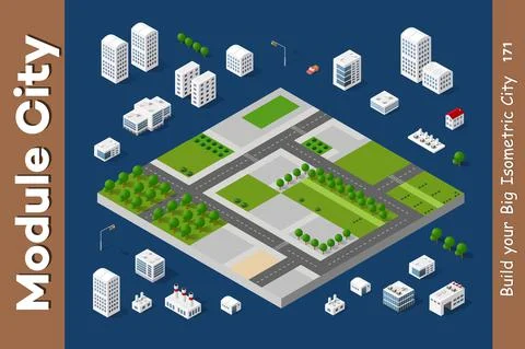 Vector isometric urban architecture Illustrazione stock