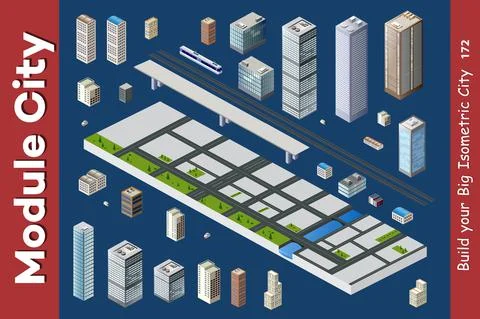 Vector isometric urban architecture Illustrazione stock