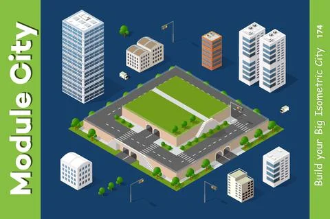 Vector isometric urban architecture Illustrazione stock
