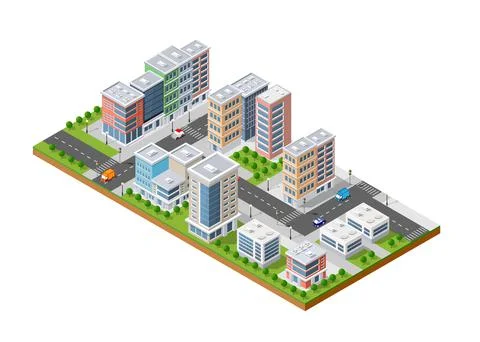 Vector isometric urban architecture Illustrazione stock
