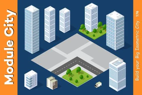 Vector isometric urban architecture Illustrazione stock