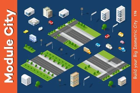 Vector isometric urban architecture Illustrazione stock