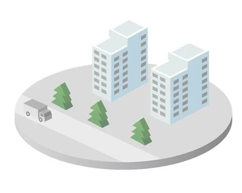 Vector isometric urban architecture single building of the modern Ilustración de archivo