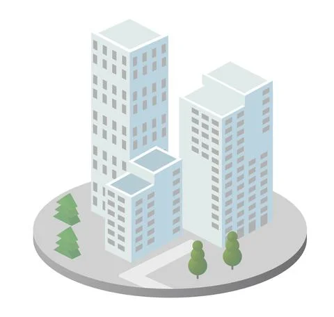 Vector isometric urban architecture single building of the modern Ilustración de archivo