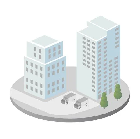 Vector isometric urban architecture single building of the modern Ilustración de archivo