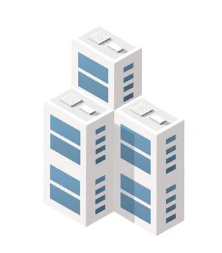 Vector isometric urban architecture single building of the modern Ilustración de archivo