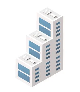 Vector isometric urban architecture single building of the modern Ilustración de archivo