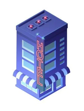 Vector isometric urban architecture single building of the modern Illustrazione stock