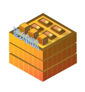 Vector isometric urban architecture single building of the modern Ilustración de archivo