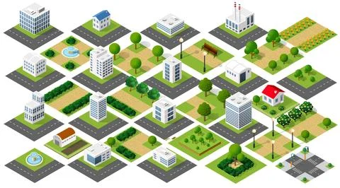 Vector isometric urban architecture single building of the modern city Ilustración de archivo