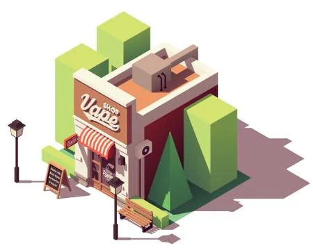 Vector isometric vape shop Stock Illustration