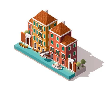 Vector isometric Venice street Stock Illustration
