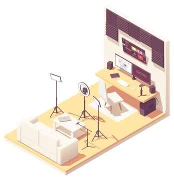 Vector isometric video blogger studio Stock Illustration