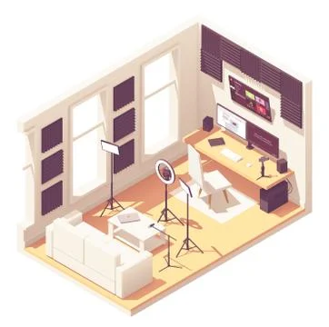 Vector isometric video blogger studio Stock Illustration