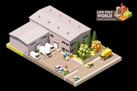 Vector isometric warehouse building Illustrazione stock