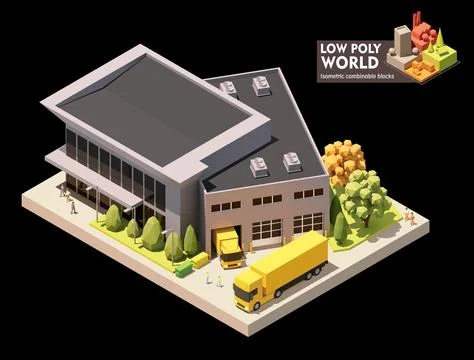 Vector isometric warehouse building Illustrazione stock