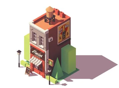 Vector isometric wine shop Stock Illustration