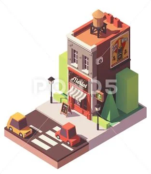 Vector isometric wine shop Stock Illustration