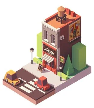 Vector isometric wine shop Stock Illustration
