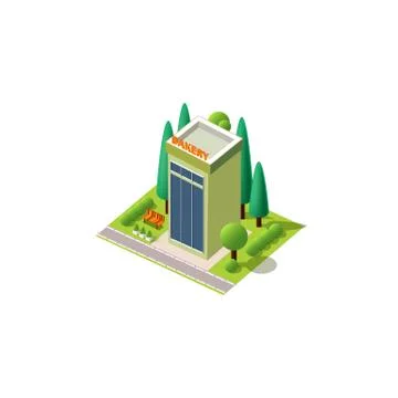Vector isometrics isolated multi-storey bakery Stock Illustration