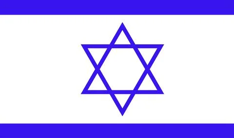 Vector Israeli flag with star of David and bold blue stripes white background Stock Illustration