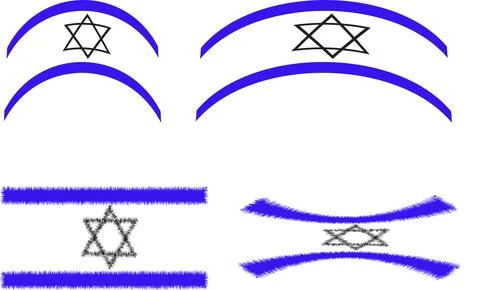Vector Israeli flag variations with abstract curved stripes and star Stock Illustration