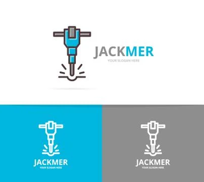 Vector of jackhammer and construction logo design template. Stock Illustration