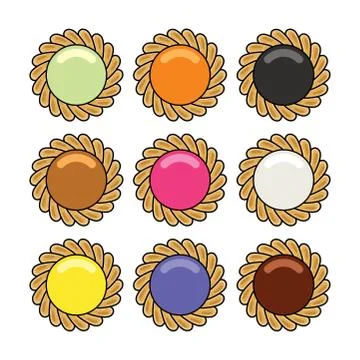 Vector jam and chocolate pie set Stock Illustration