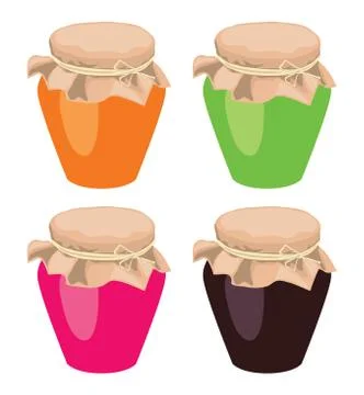 Vector jam jars tied with a rope Stock Illustration