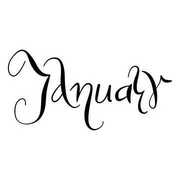 Vector January hand drawn month in English. Cursive handwritten style made using Stock Illustration