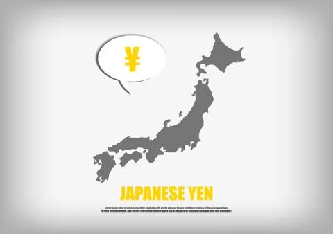Vector : Japan map and yen symbol in bubble quote Stock Illustration