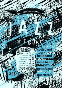 Vector jazz, rock or blues music poster template. Stock Illustration