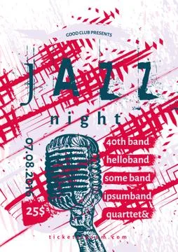 Vector jazz, rock or blues music poster template. Stock Illustration