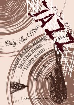 Vector jazz, rock or blues music poster template. Stock Illustration