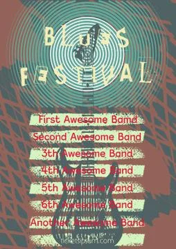 Vector jazz, rock or blues music poster template Stock Illustration