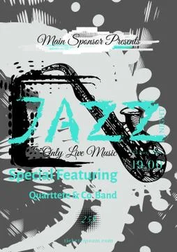 Vector jazz, rock or blues music poster template Stock Illustration