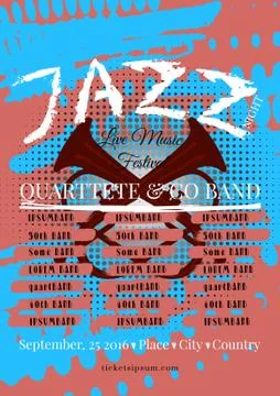 Vector jazz, rock or blues music poster template Stock Illustration