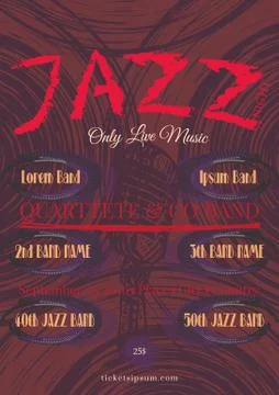 Vector jazz, rock or blues music poster template Stock Illustration