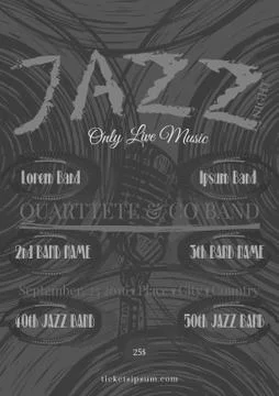 Vector jazz, rock or blues music poster template Stock Illustration